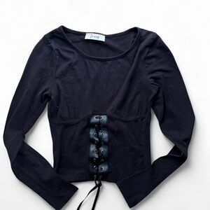 Black Lace-Up Women's Top